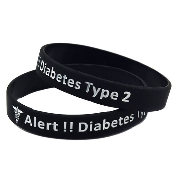 X2 Alert Diabetes Type 2 Wristband Medical Alert Silicone Wristband Bracelet (Gifts & Goodies) UK Seller (X2 Black)