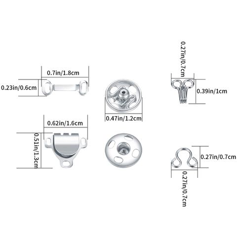 100 Pcs Sewing Hooks and Eyes Set, 3 Styles Hook and Eye Closures Sewing Snaps Kit, Fixed Snap Buttons Fasteners Set, Press Studs Snap Fasteners for Skirt, Bra, Trousers, Dress, Sewing, DIY Crafting