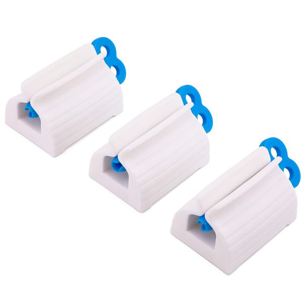 LUTER 3 Pcs Rolling Tube Toothpaste Squeezer Dispenser Bathroom Toothpaste Creams Ointment and Pastes Holder Multi Purpose (Blue)