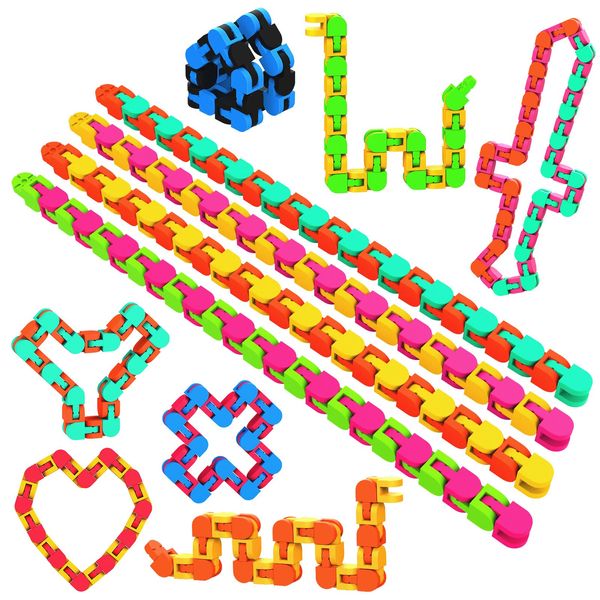 WEARXI Party Bag Fillers for Kids- 12 Pack 24 Block Wacky Tracks, Valentines Gifts for Kids, Kids' Party Favours, Toys for Kids, Party Supplies for Kids, Twist Puzzle Toys Kids Intelligence