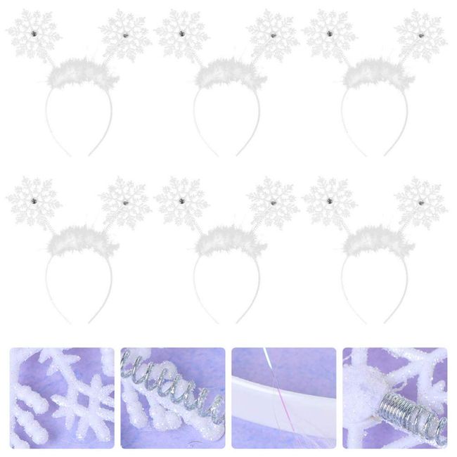 Lurrose 6pcs Christmas Snowflake Headband Christmas Head Boppers Headwear Hair Accessories for Party Festival