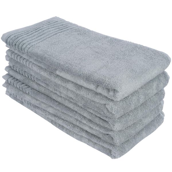 VECELO Face Towels, Set of 5, 100% Bamboo Fiber, 29.1 x 13.4 inches (74 x 34 cm), Washable, Water Absorption, Durable, Low Pilling, Highly Absorbent, Durable, Gray