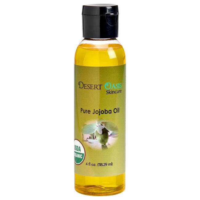 100% Pure Organic Jojoba Oil. Travel Size. 100% Natural, Cold Pressed. Naturally Moisturizing for Face and Body. By Desert Oasis Skincare (4 fl oz/118 ml)