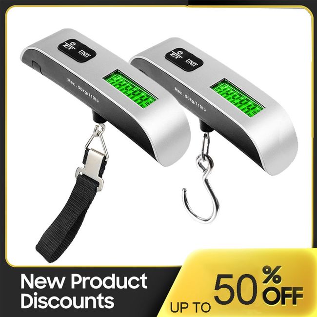 50kg/10g Portable Electronic Luggage Scale LCD Display Travel Fish