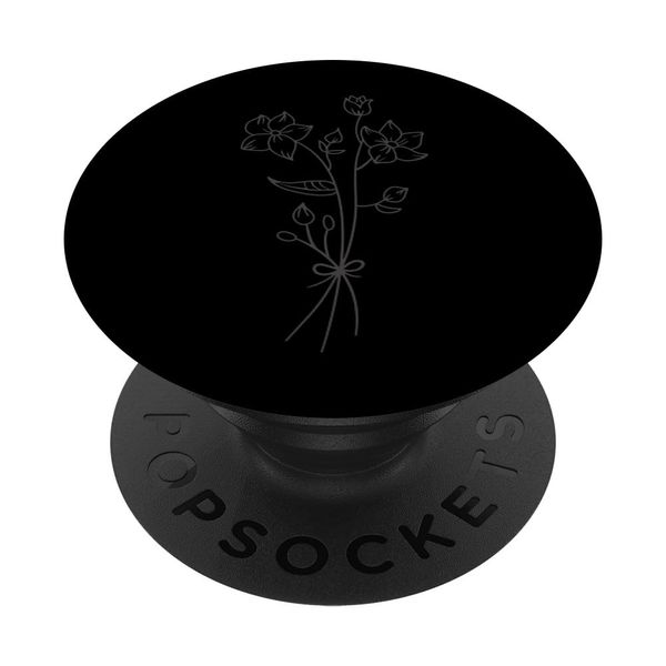Gray Black Floral Flower Wildflower PopSockets Swappable PopGrip