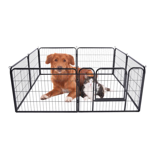 Dog Playpen 8 Panels Pet Fence Metal 32" Exercise Pen Puppy Playpen