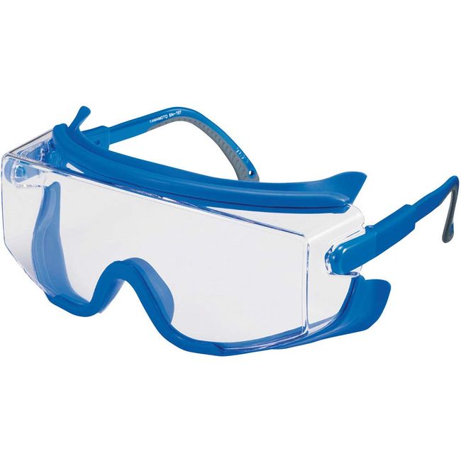 Yamamoto Optics YAMAMOTO SN-727 Over Glasses, Protective Glasses, Compatible with Large Glasses, Close to Goggles, Upper Cushion Bar, Angle Adjustable, 3 Levels, Blue, PET-AF (Double-Sided Hard Coat Anti-Fog), Made in Japan JIS UV Protection