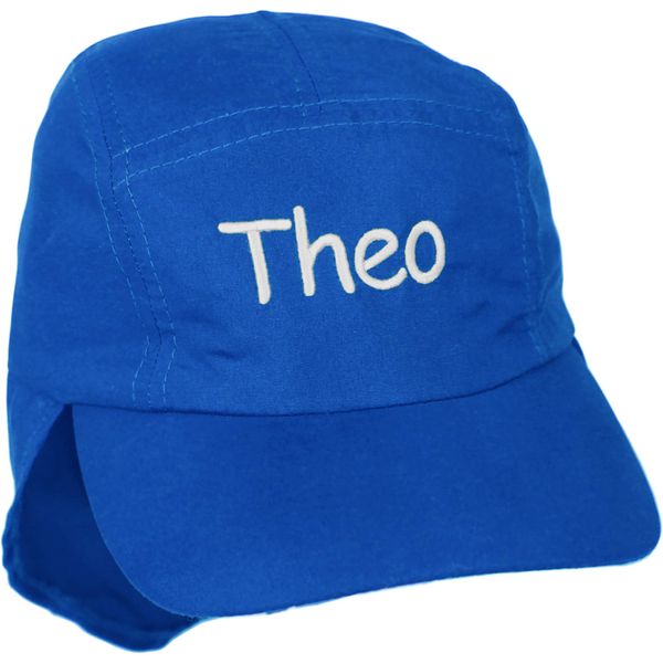 TeddyTs Personalised Junior Legionnaires Sun Hat Cap with Adjustable Toggle (Blue)