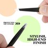 FIVETAS Stainless Steel Tweezers for Eyebrows-Slant Tweezer with Case for Women&Man,Great Precision on Brow,Facial Hair and Ingrown Hair Removal(Black)
