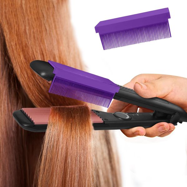 DIY Flat Iron Comb, Barber Straightening Comb Straightening Comb Attachment Compact Hair Styling Tool Hair Styling Tools Comb for Professional or Home Use (Purple)