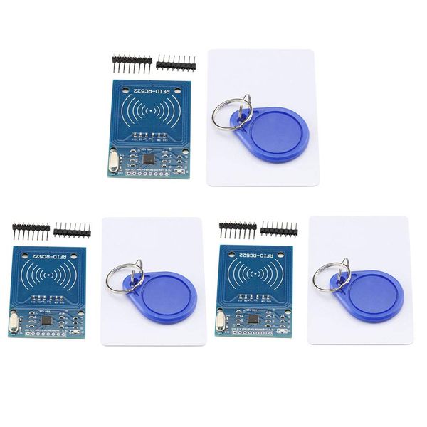 VKLSVAN 3pcs RFID Module FRC RC522 MFRC522 IC Card Reader Module + S50 Contactless IC Tag + Card Key Mifare