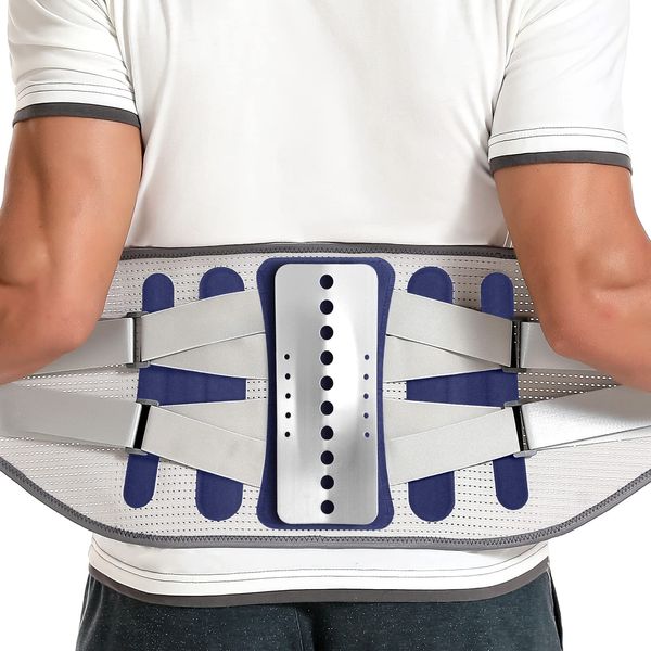 EGJoey Back Brace with 8 support belts for Lower Back Pain Relief, Back Support Belt for Women & Men, Lower Back Support with Large Area Aluminum Support, Lower Back Brace for Herniated Disc, Sciatica