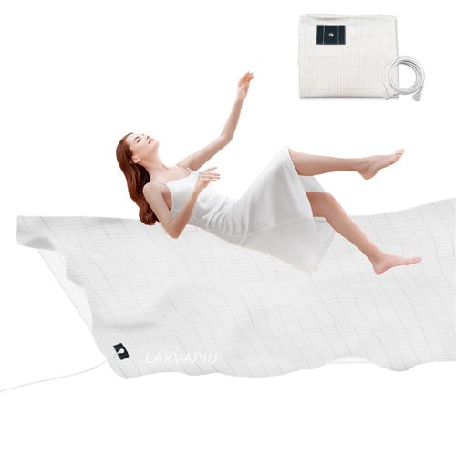 Grounding Sheet Organic Cotton Flat Grounding Sheets with Silver Fiber,Grounded Bed Sheets for Sleep Stress Health,Earth Connected Sheets with Grounding Cord (White, 35x90Inch)