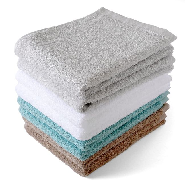 oruta Senshu Towel Sanmaru Face Towel, Lightweight, Thin, Absorbent and Quick Drying, Made in Japan, Room Drying, Daily Use, Set of 8 (2 Sheets of Each Color)