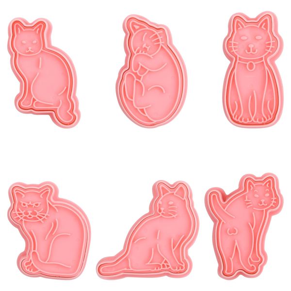 6 Pezzi Gatto Cookie Cutters Set, Cartoon Cookie Stampi Divertimento Biscotti stampo fai da te strumenti di cottura per i bambini Torta Pasticceria Decorazione