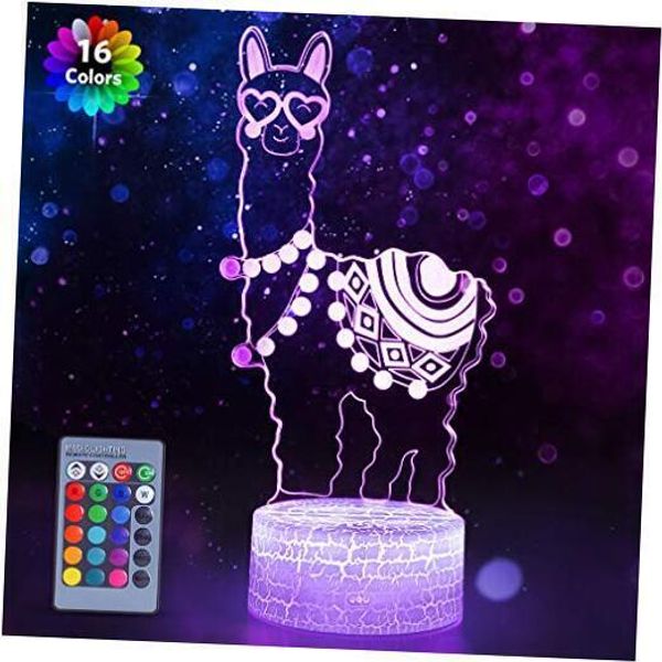 Alpaca Llama 3D Optical Illusion,16 Colors Change with Remote & Touch Lamp