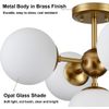 Mid Century 5-Light Semi Flush Mount Ceiling Light,Brass Sputnik Ceiling Light