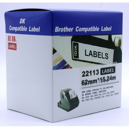 IDIK Compatible Brother DK-22113 Durable Film Tape - Wide - Black Print on Clear - 2.4" x 50'(62mm x 15.24M) 1 Roll per Box, DK-2113