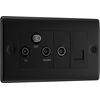 British General NFB68 Nexus Metal Triplex TV/FM/Sat Socket + Return & Tel. - Black Insert - Matt Black