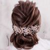 Handcess Bride Wedding Crystal Headband Silver Flower Pearl Headpiece Leaves Rhinestone Bridal Hair Accessories for Women and Girls (Silver)