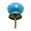 Nicola Spring Ceramic Cupboard Drawer Handle Knobs - Polka Dot Design - Light Blue/White - Pack of 12