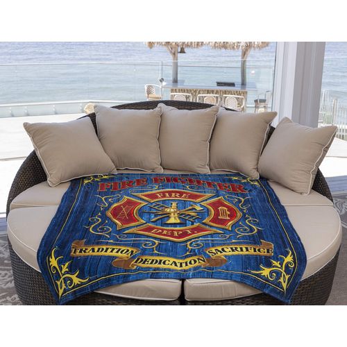 Erazor Bits Coral Fleece Plush Throw Blanket 50 x 60| Volunteer Fire Fighter Throw Blanket FF2085-TB (Navy)