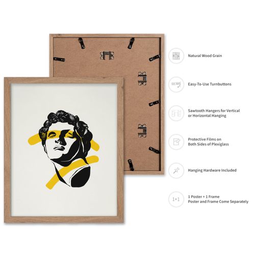 Poster Master Greek God Poster - Retro Portrait Print - Trendy Art - Modern Art - Mythology Art - Chic Boho Art - Minimal Art - Aesthetic Office or Living Room Wall Decor, 11x14 Beige Framed