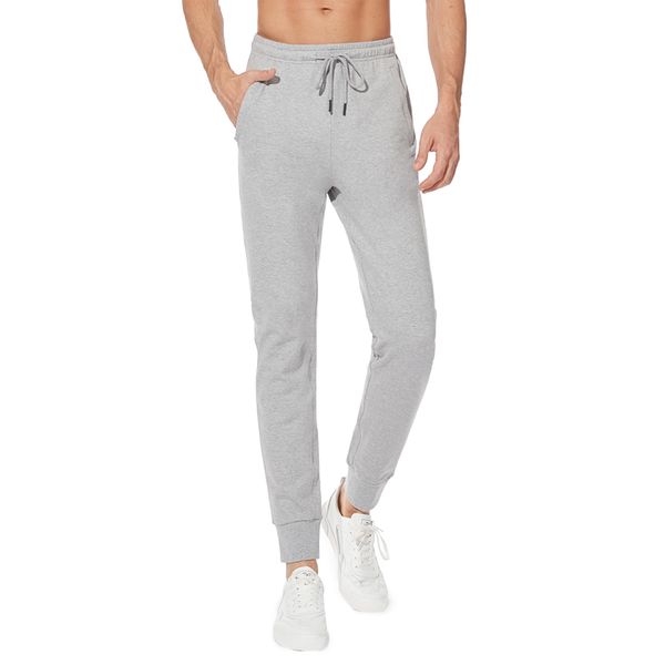 SEVEGO Men's 34" Inseam Tall Lightweight Cotton Joggers with Zipper Pockets Active Sweatpants Work Sports Track Pants Light Grey XXXL