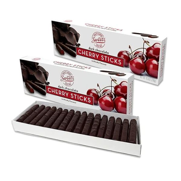 Sweet Candy Dark Chocolate Candy Sticks Cherry 2 Pack- Dark Chocolate Cherry