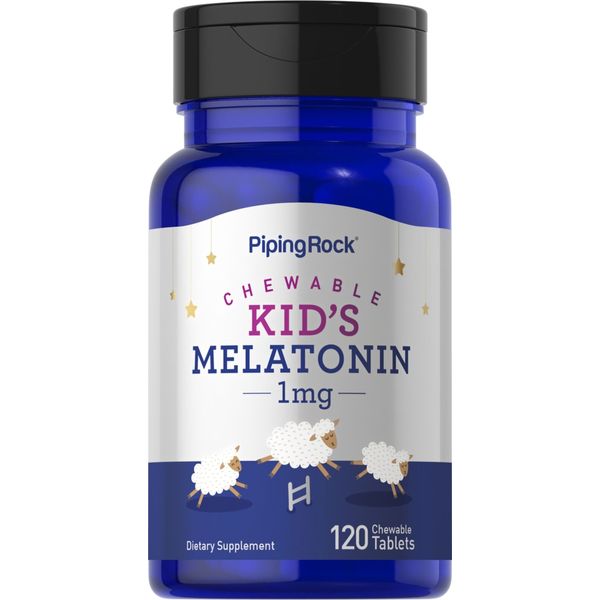 Kids Melatonin 1mg | 120 Chewable Tablets | Non-GMO | by Piping Rock