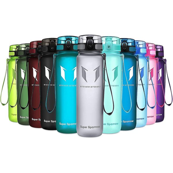 Super Sparrow Sports Water Bottle - 500ml - Non-Toxic BPA Free & Eco-Friendly Tritan Co-Polyester Plastic - For Running, Gym, Yoga, Outdoors and Camping