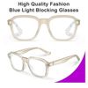 Oversized Square Blue Light Blocking Glasses Computer Gray Frame Eyeglasses