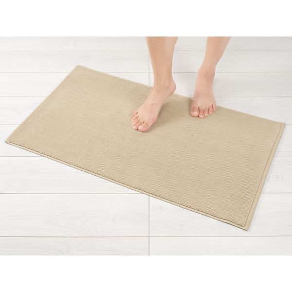 American Soft Linen Bath Rug, 20 in 34 in 100% Cotton Bath Mats Rugs for Bathroom, Non Slip Washable Shaggy Form Area Rugs, Beige Bath Rug