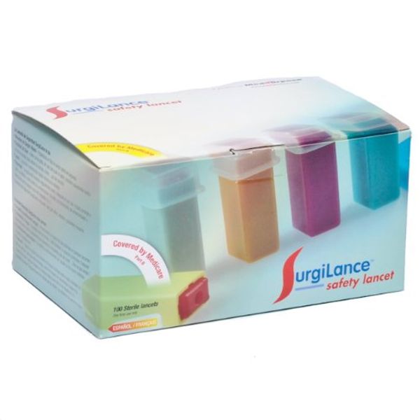 Surgilance Self Retracting Lancet Orange 2.2mm 100/bx