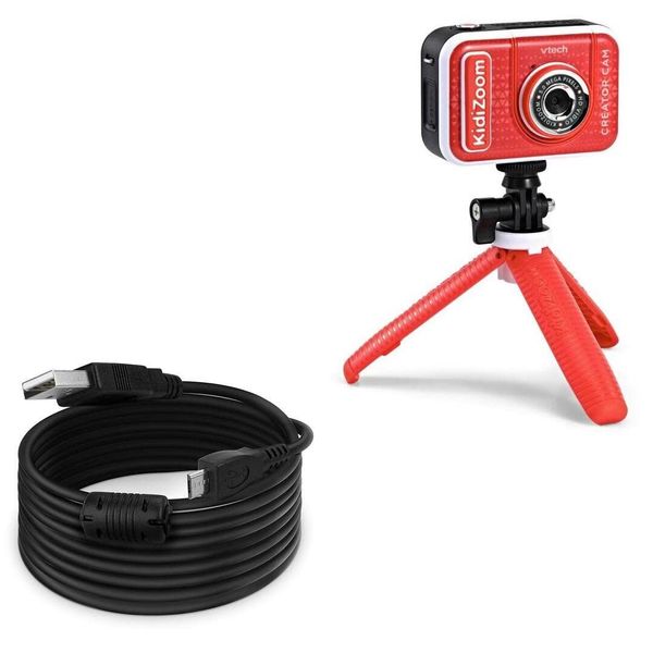 BoxWave Cable Compatible with VTech KidiZoom Creator Cam - DirectSync (15 ft) Cable, Extra Long Charge and Sync Cable - Black