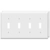 Toggle Light Switch Wall Plates 4-Gang Switch Electrical Cover Plate Unbreakable Thermoplastic Faceplate, White (2 Pack)