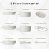 Beige Kitchen Pot Pan Set 12 Pcs Nonstick Kitchen Detachable Handle Cookware Set