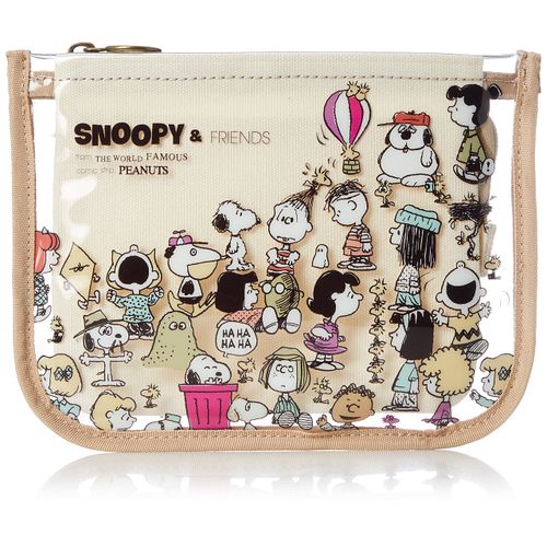 [SNOOPY] Snoopy0270 Women's SNOOPY Flat Pouch, Cosmetic Pouch, Travel Pouch, Small Items, Flat Pouch, Makeup Pouch, SPZ-2631, Kinari (SPZ-2631)