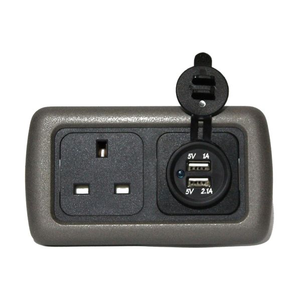 CBE Double Frame, 240v Socket & Double USB - Graphite