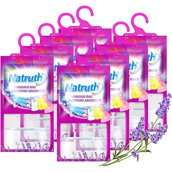 NATRUTH 8-PACK Moisture Absorber Bags with Lavender,Desiccant Hanging Bag Use fo