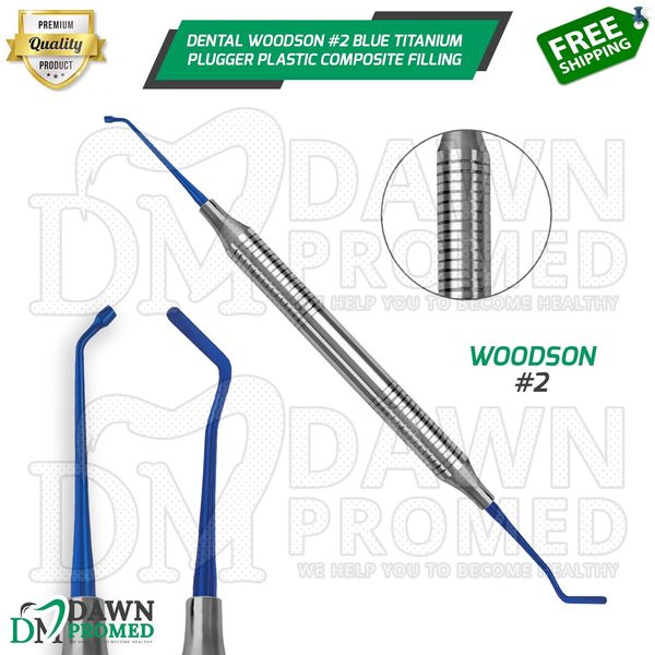 Dental Woodson #2 Blue Titanium 7" Plugger Plastic Composite Filling Instruments