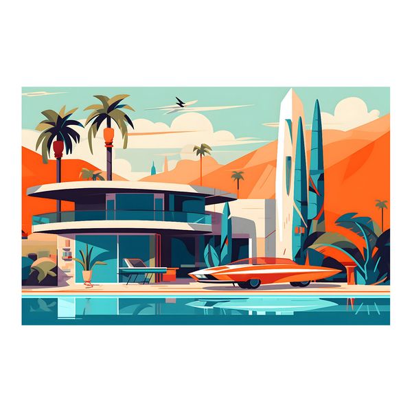 1960s Mid Century Modern Atomic Age Art Print cx2
