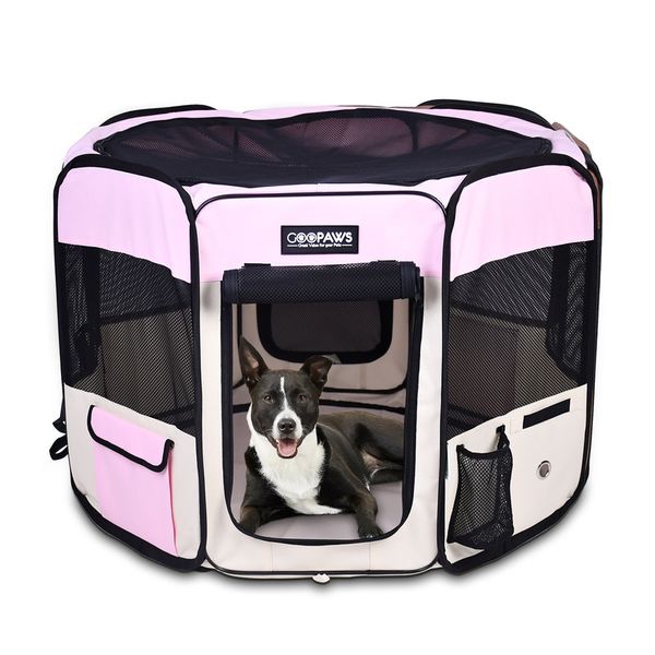 JESPET Pet Dog Playpens 45" Portable Soft Exercise Pen, Pink