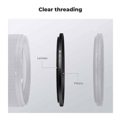 K&F Concept 37mm-40.5mm Metal Step Up Ring, 37mm to 40.5mm Aluminum Camera Lens Filter Adapter Ring Filter Adapter Ring for Camera Lenses Hood, Black