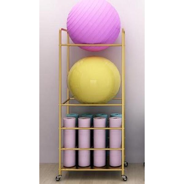 Yoga mat gym ball storage rack organizer holder Pilates gym yoga mat gym ball organizer shelf, F