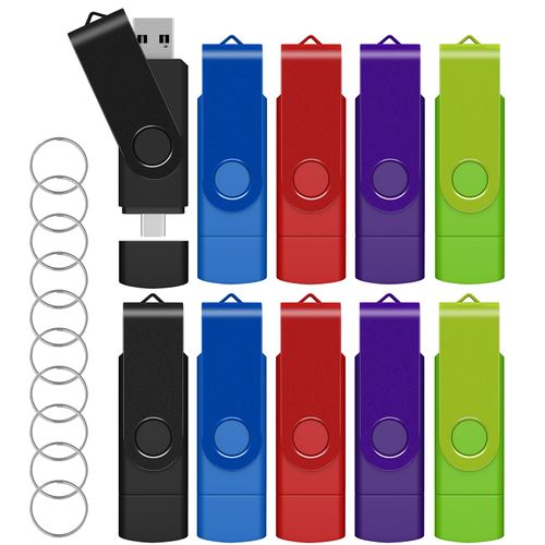 AreTop 32GB USB C Thumb Drive Dual USB 2.0 Flash Drive 32GB USB Drive Swivel Design 2-in-1 Portable Type-C Memory Stick for Android Smartphone, Computers, MacBook, Tablets, PC, 10 Pack