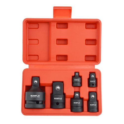 Gunpla Impact Socket Adapter Set 6-Piece, Chrome Molybdenum Steel Adaptor Reducer 1/4 3/8 1/2 3/4 Inch Square Drive Female to Male, Ball Detent Square End Adapters for Wrenches, Breaker Bars Ratchets