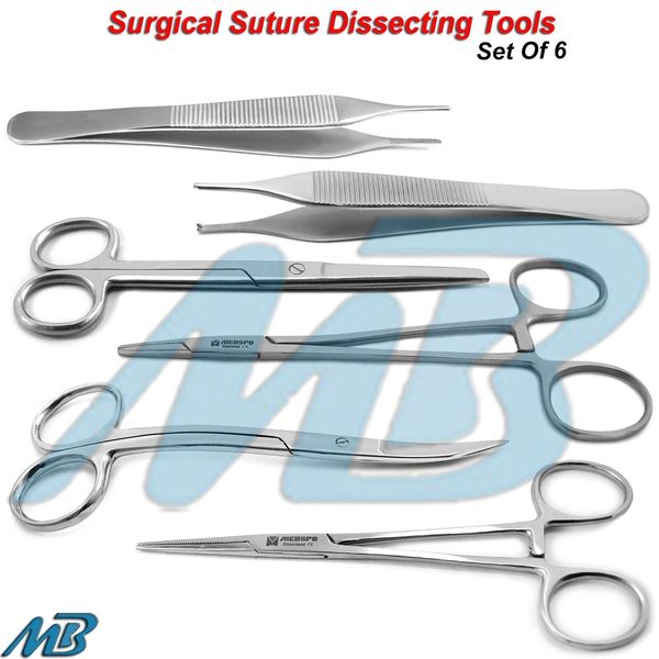 Surgical Suture Dissecting Instruments Kit Scissors Forceps Dental Needle Holder