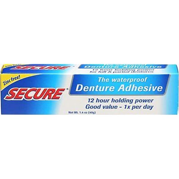 Waterproof Denture Adhesive, Zinc Free, Extra Strong, 1.4 oz