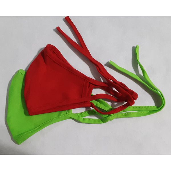 2 colors - Face Mask Teens Youth Small Unisex Cotton Red & Lime Green Washable